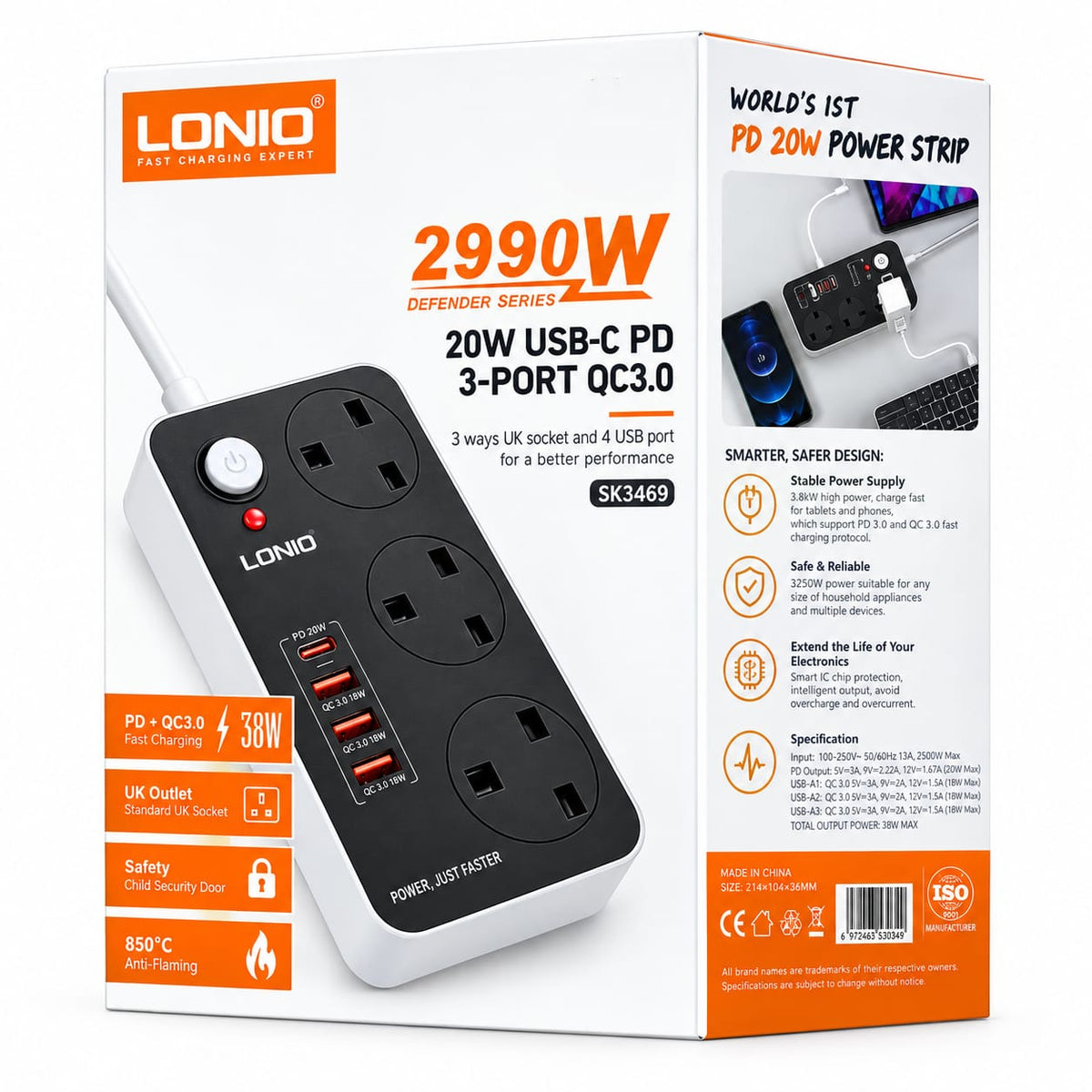 LDNIO 2990W Power Extension SK3469