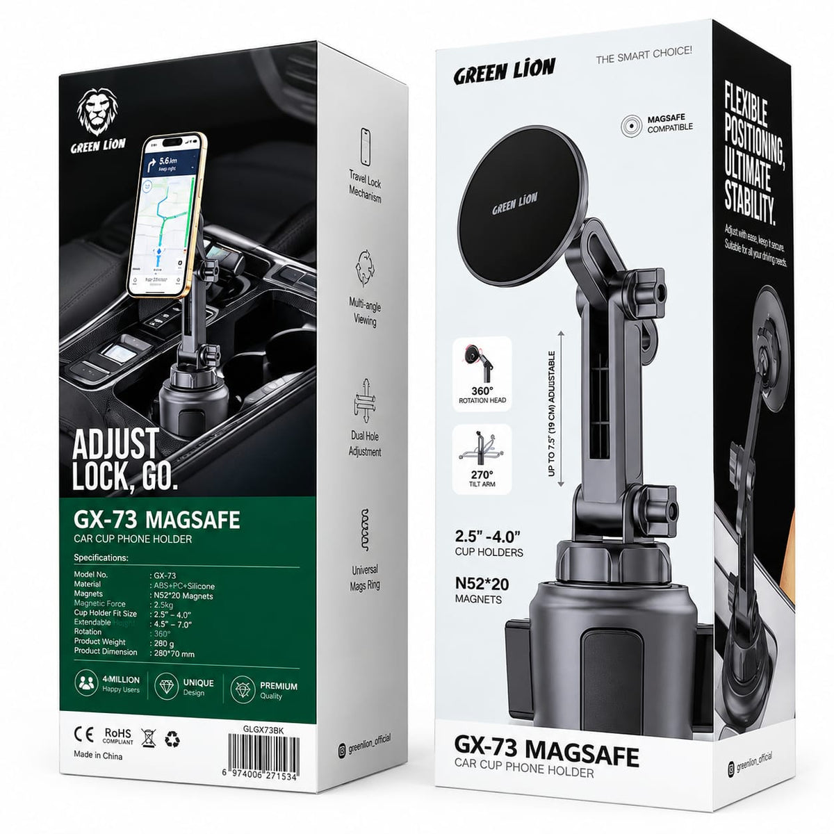 Green Lion MagSafe Car Cup Phone Holder GX-73