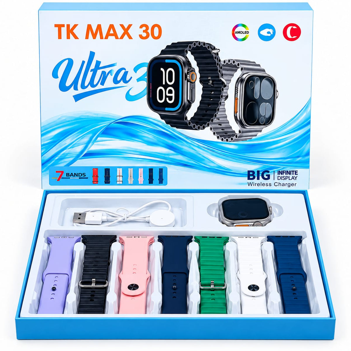 TK MAX 30 Ultra 3 Smartwatch – 7 Straps