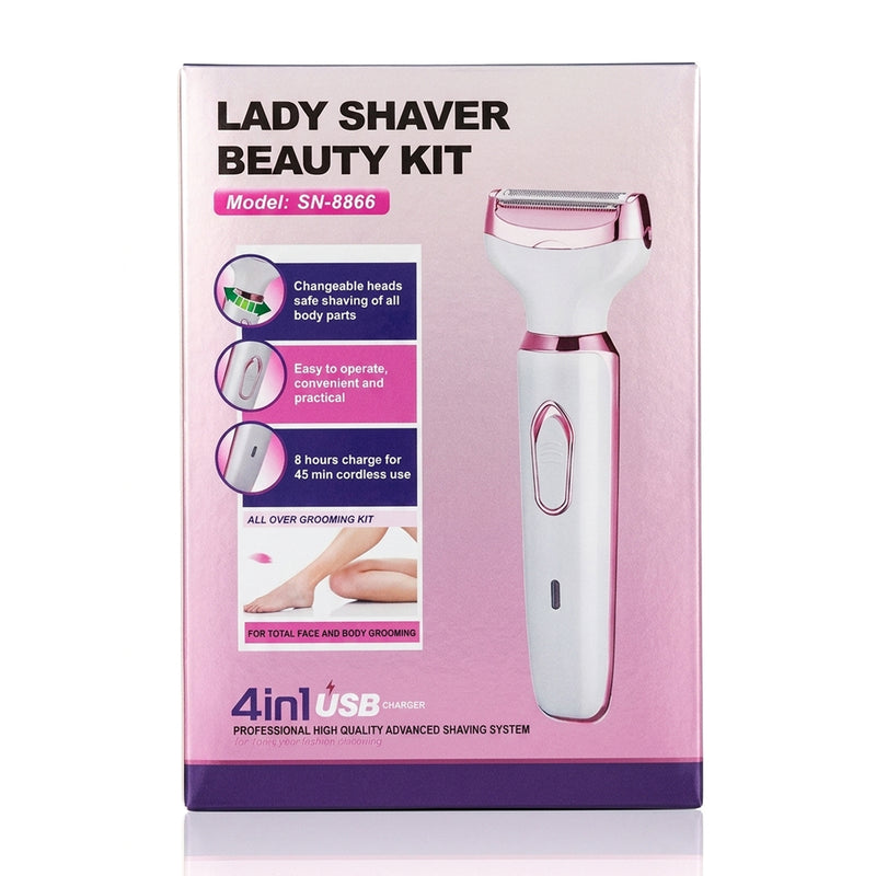 Lady Shaver Beauty Kit – 4-in-1 USB Rechargeable Grooming System