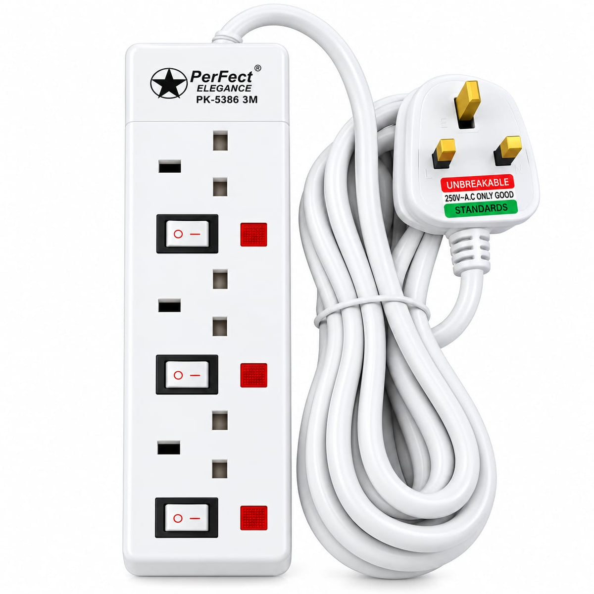 PerFect Elegance 3-Way 3M Extension Socket PK-5386