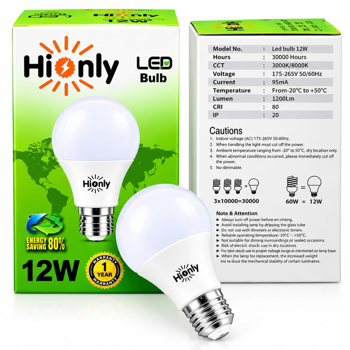 Hionly 12W LED Bulb – Energy Saving & Long Lasting