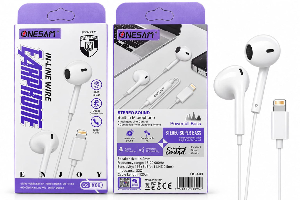 Onesam Lightning Wired Earphones with Microphone X09