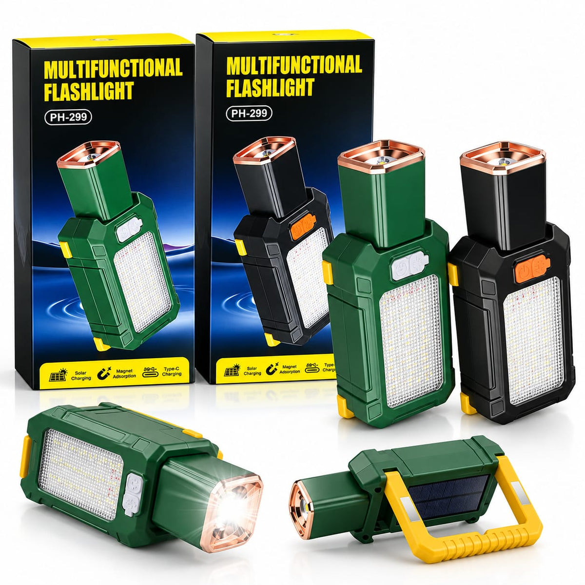 Multifunctional Rechargeable LED Flashlight with Solar Charging PH-299