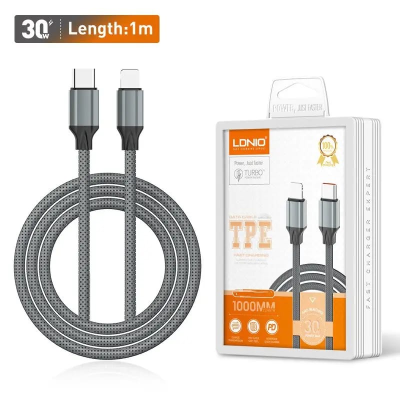 LDNIO 30W USB-C to Lightning Fast Charging Data Cable 1 Meter LC441i
