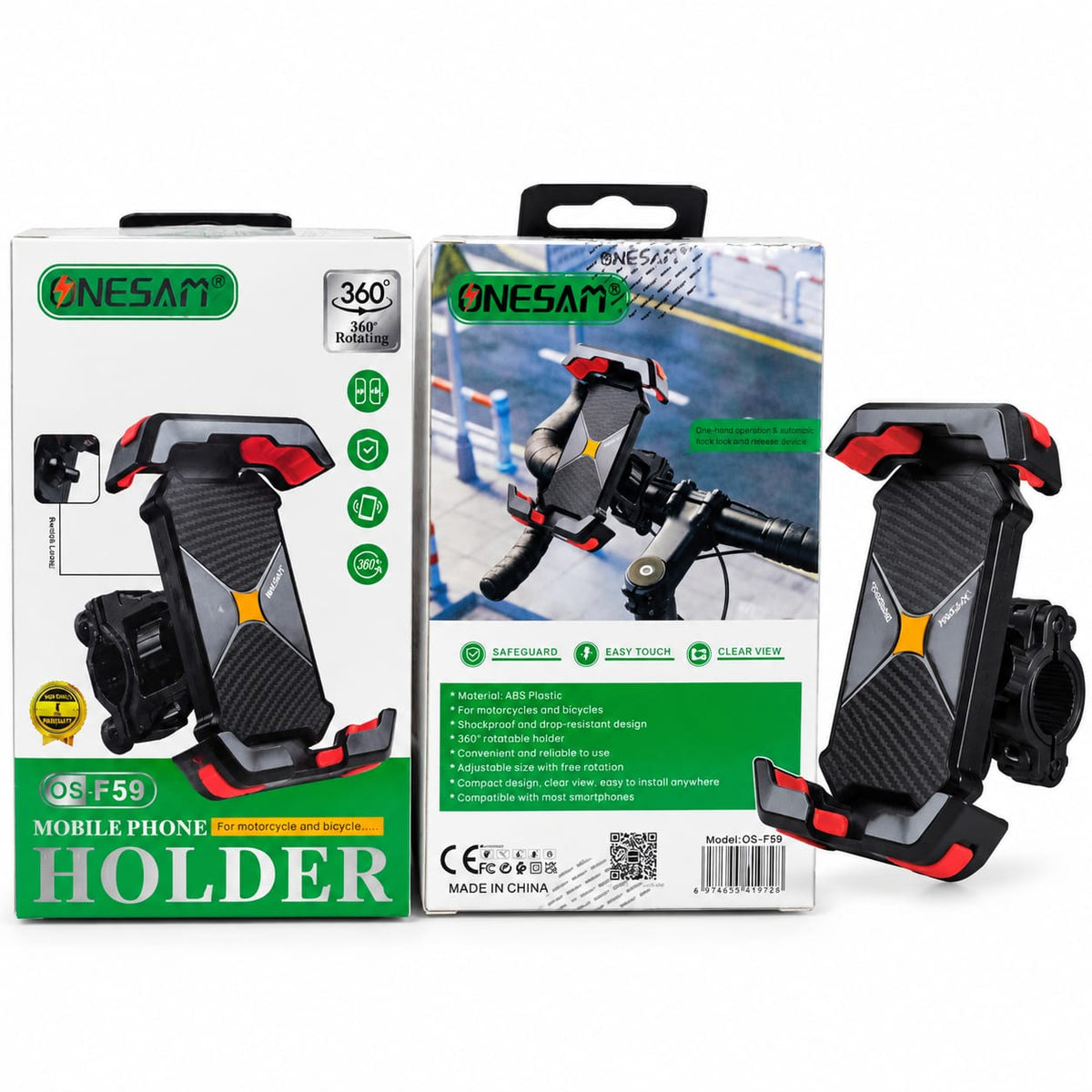 Onesam 360° Rotating Motorcycle & Bicycle Mobile Phone Holder F59