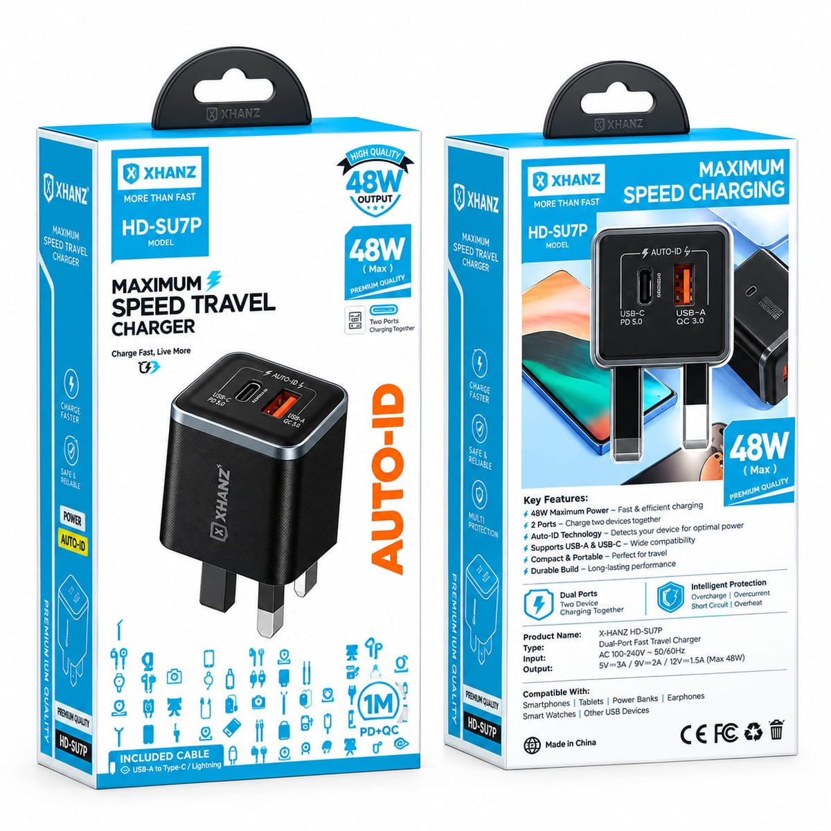 X-HANZ 48W GaN Dual Port Fast Charger SU7P