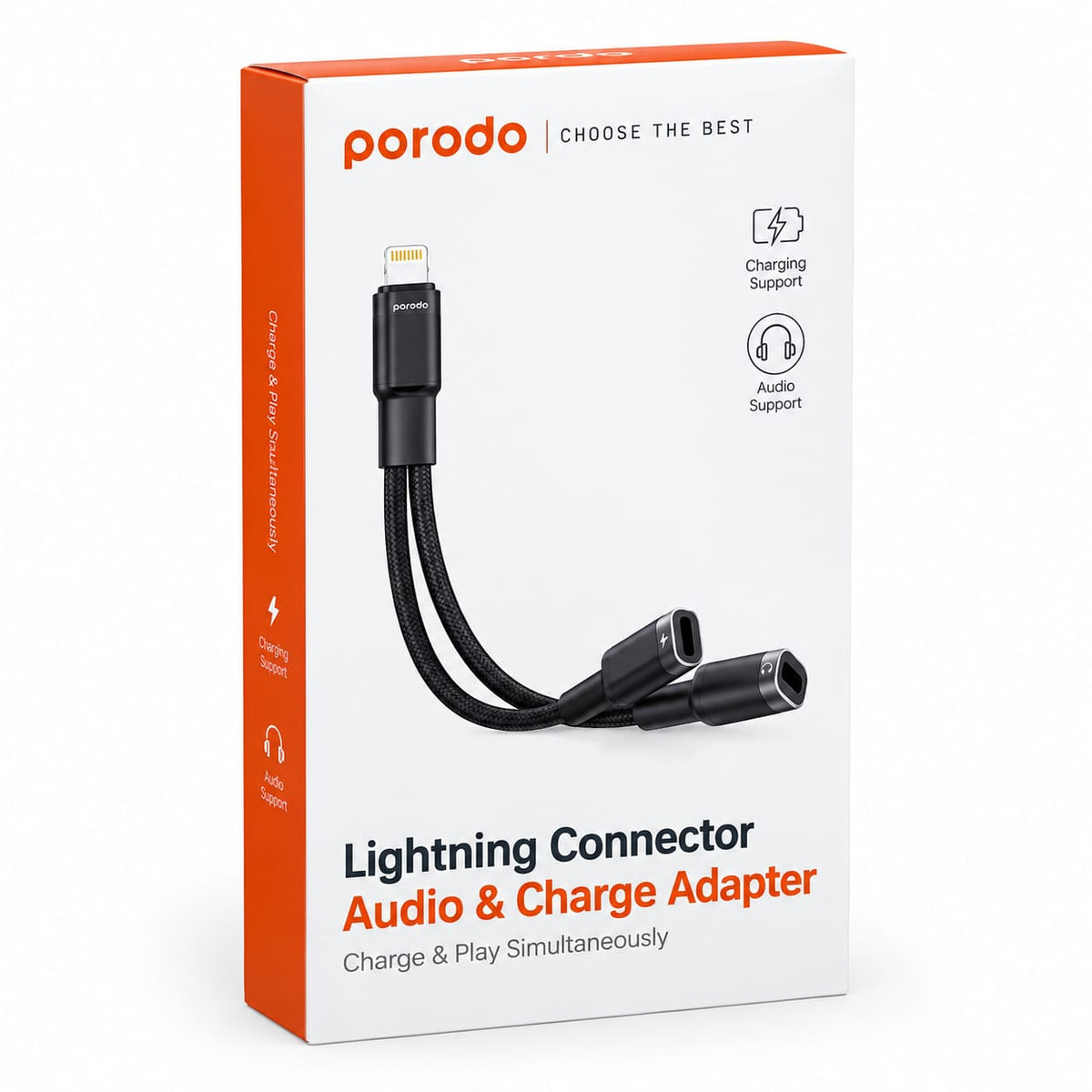 Porodo Lightning Connector Audio & Charge Adapter