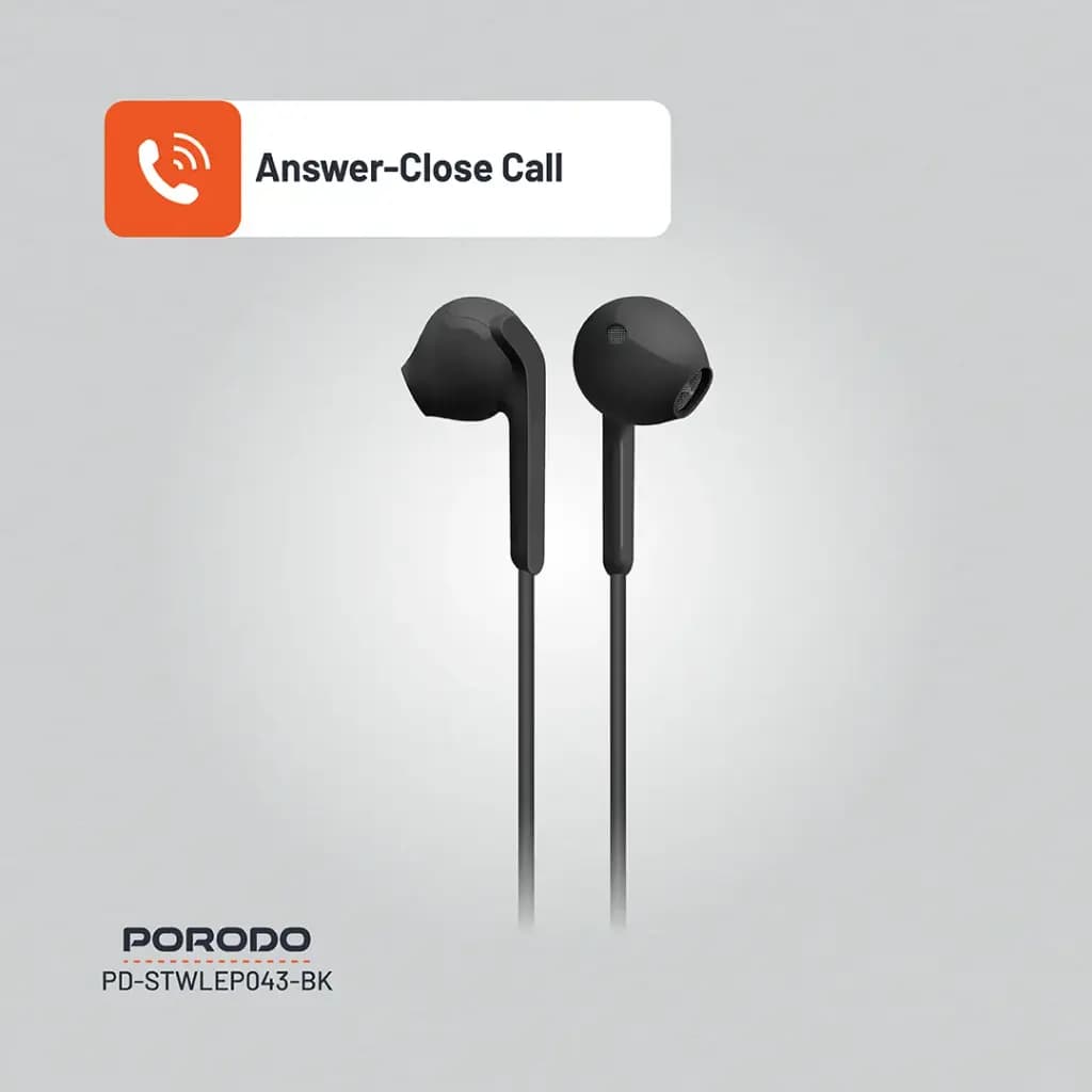 Porodo Soundtec Stereo Earphones 1.2m