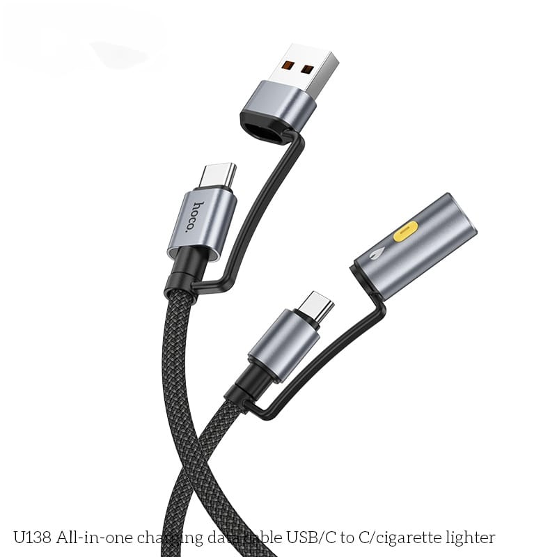 Hoco All-in-one charging data cable USB/C to C/cigarette lighter U138