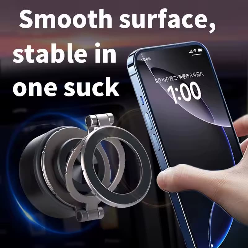 360° Magnetic Vacuum Suction Rotation Foldable Car Phone Holder 65kpa
