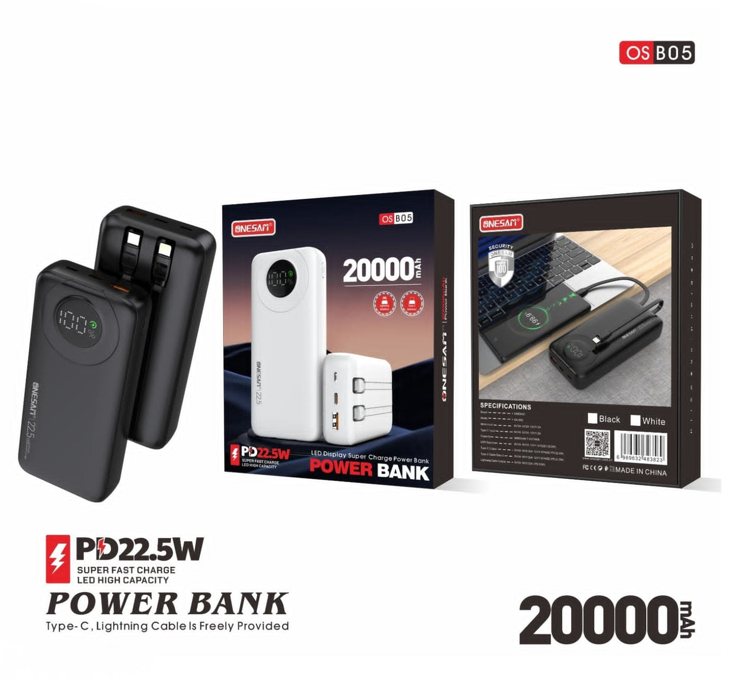 Onesam PD22.5W 20000 mAh Powerbank OS-B05