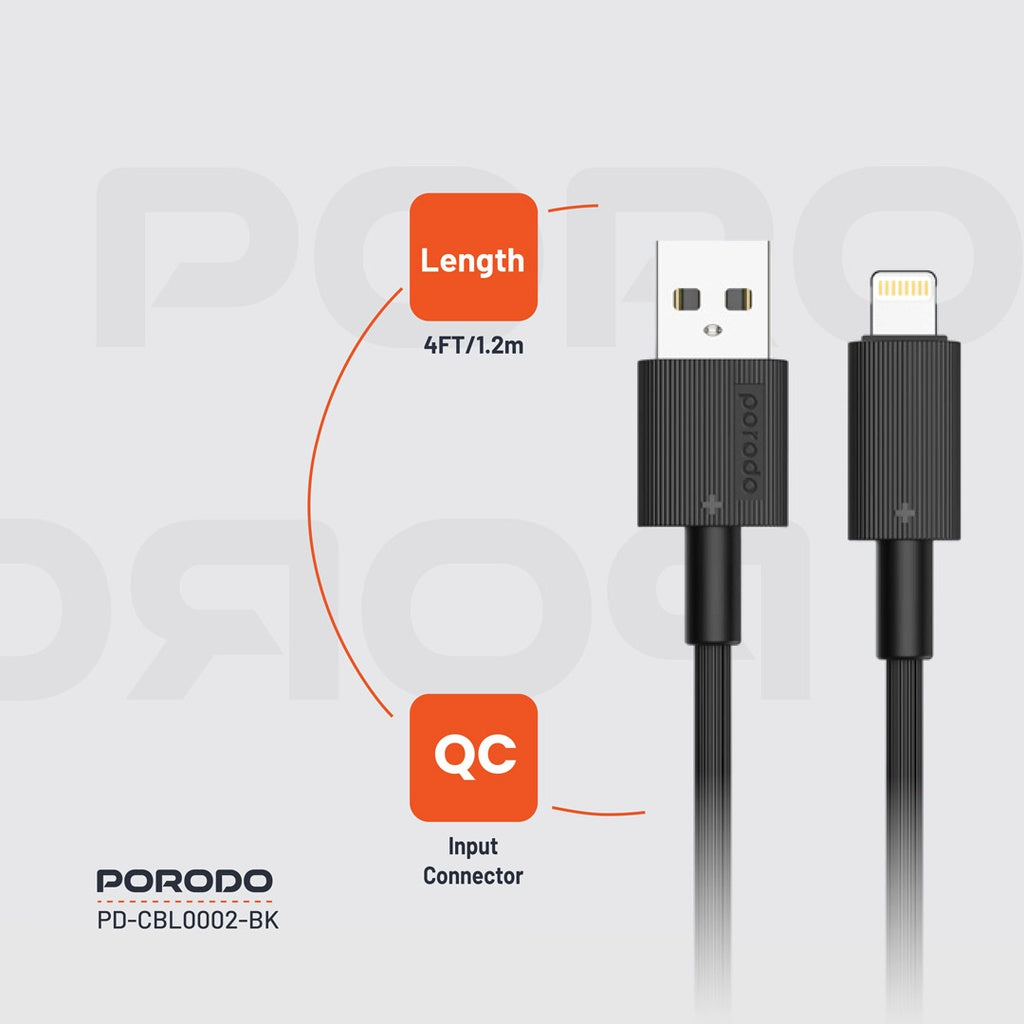 Porodo USB-A to Lightning Durable Charging Cable