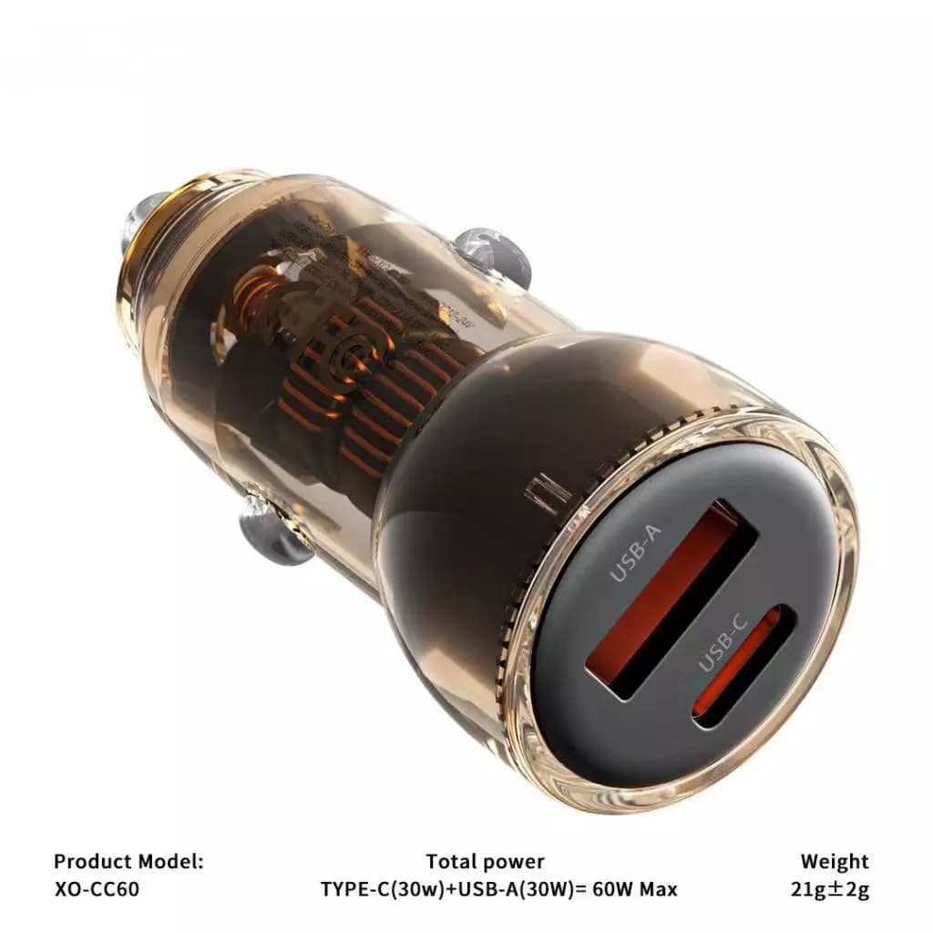 XO 60W Transparent Car Charger CC60