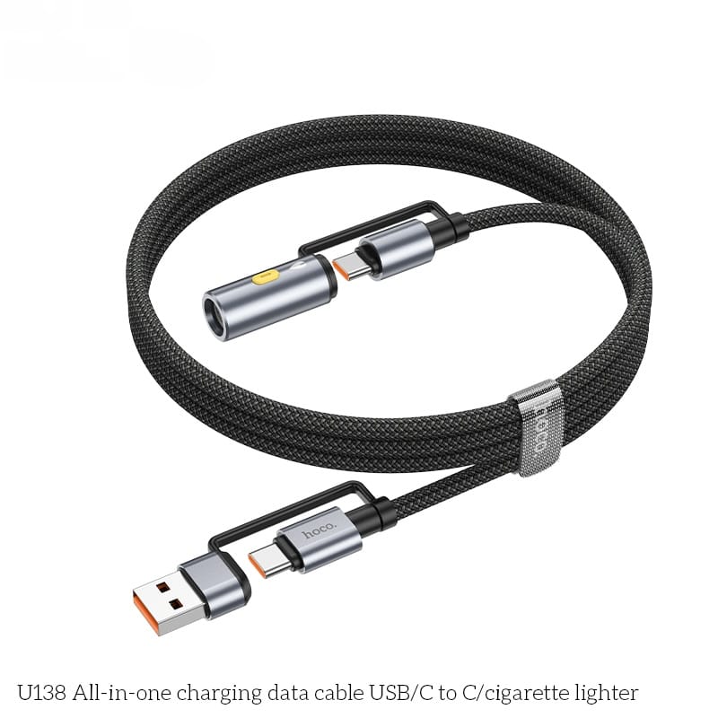 Hoco All-in-one charging data cable USB/C to C/cigarette lighter U138