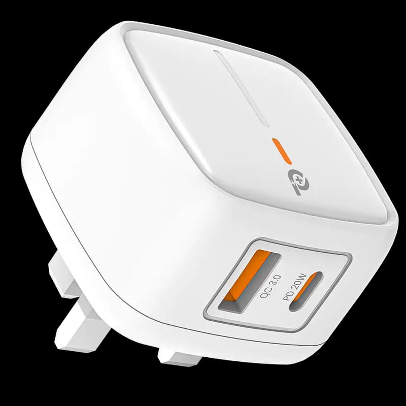Powero+ British 20W Adapter with PD + QC Dual Port