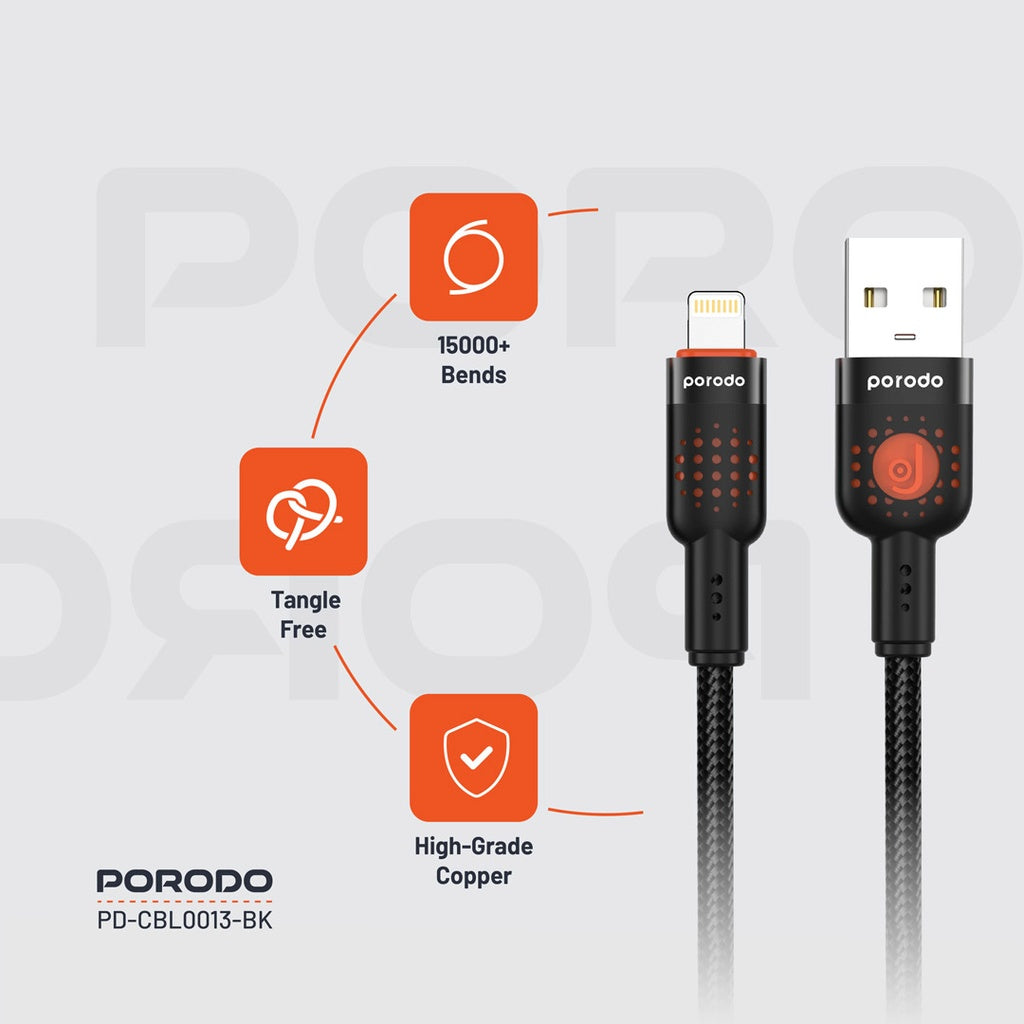 Porodo Braided Cable USB-A to Lightning
