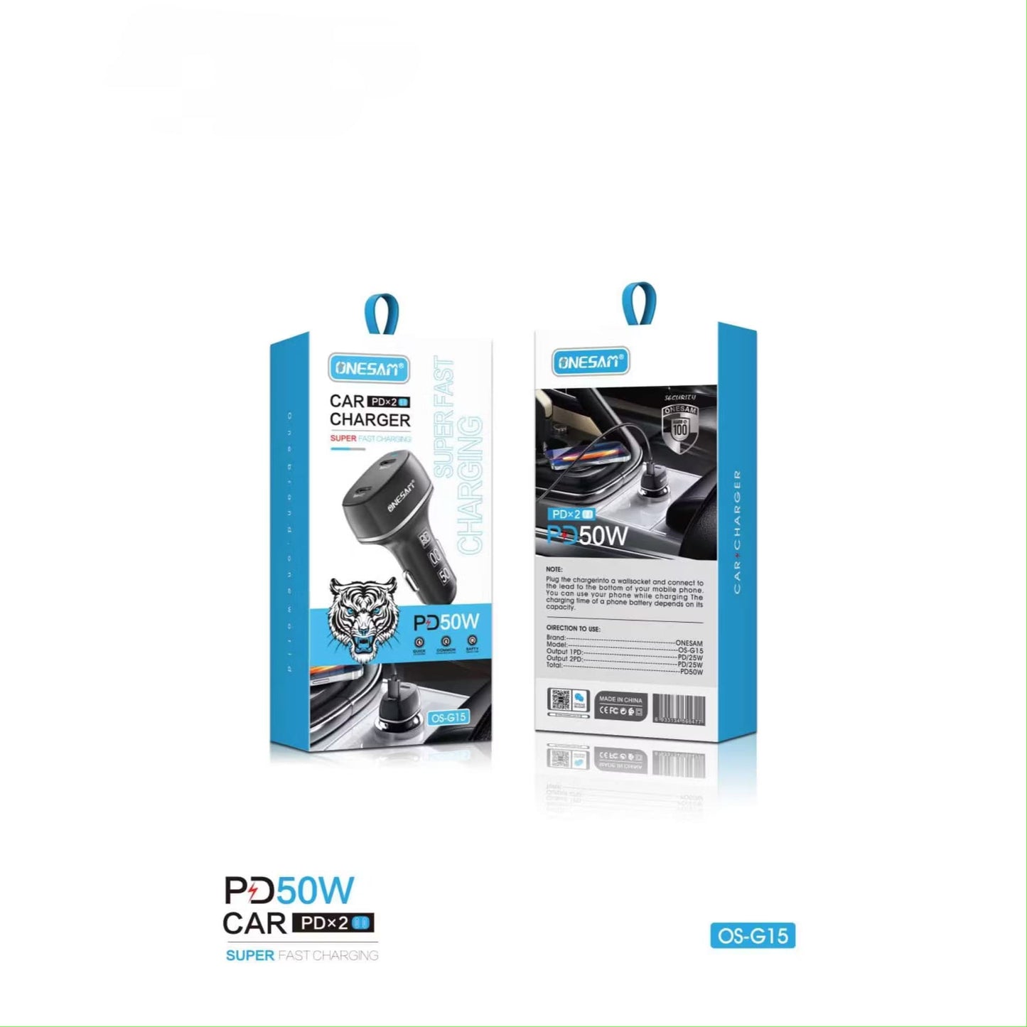 Onesam 50W Car Charger 2 Type C Port G15
