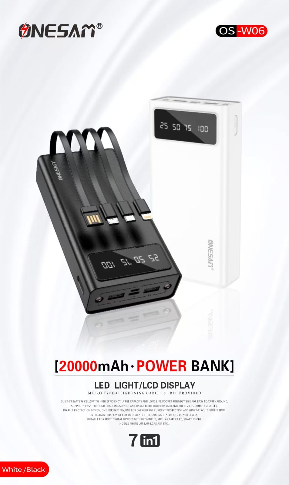 Onesam 7in1 20000mAh Powerbank OS-W06