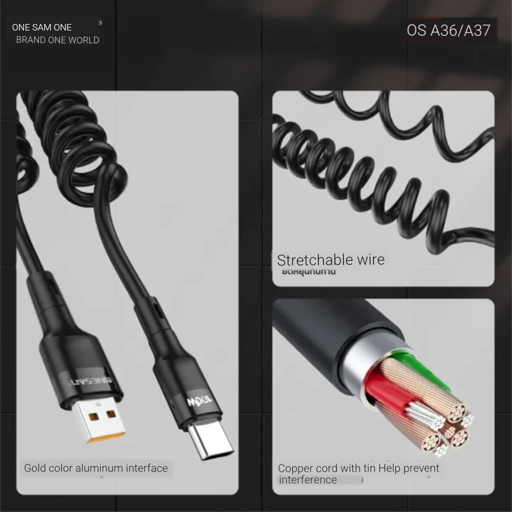 Onesam 100W USB A to USB C Super Fast Charging Data Cable OS-A36