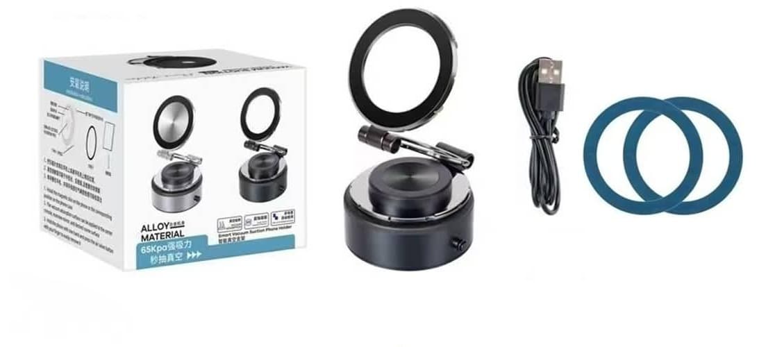 360° Magnetic Vacuum Suction Rotation Foldable Car Phone Holder 65kpa