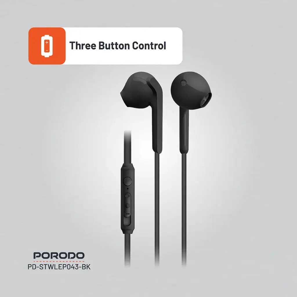 Porodo Soundtec Stereo Earphones 1.2m