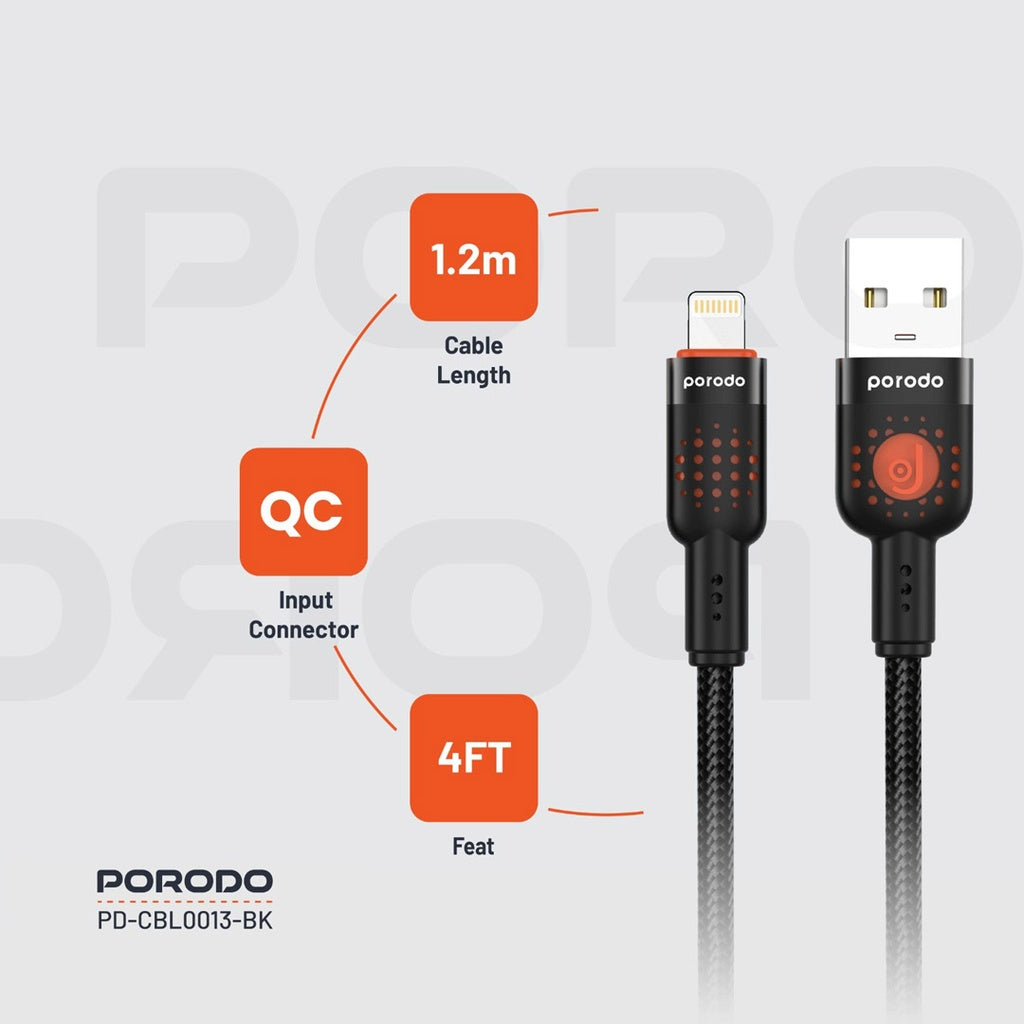 Porodo Braided Cable USB-A to Lightning