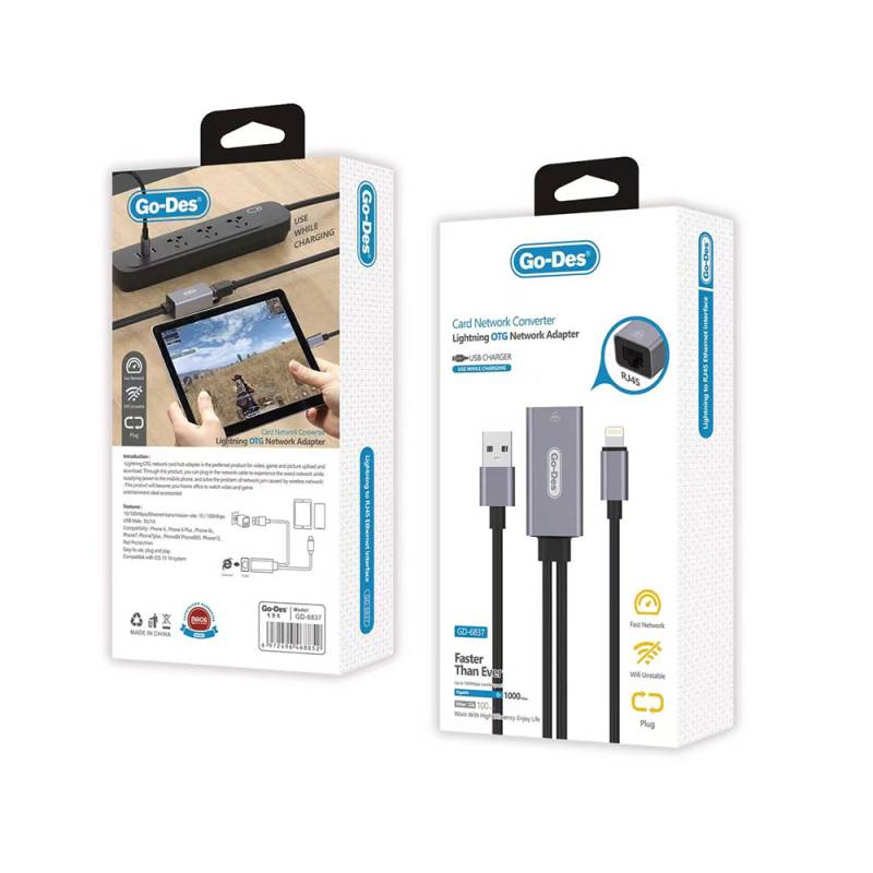Go-Des GD-6837 Ligtning OTG Network Adapter