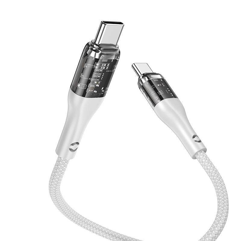 Hoco U115 Type C to Type C PD 100W Transparent Data Cable With Display