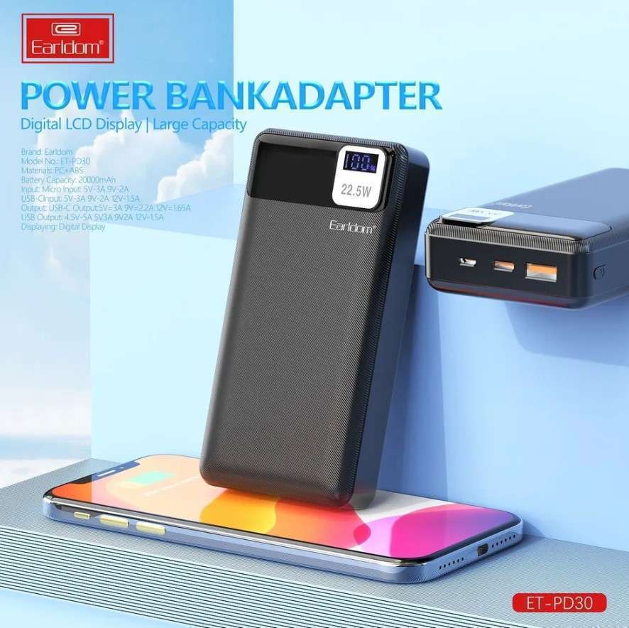 Earldom 20000mAh Power Bank 22.5W PD30