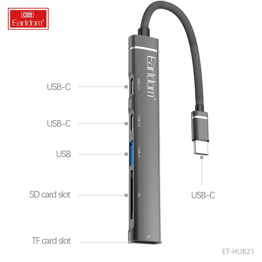 Earldom ET-HUB21 5-in-1 USB Type-C HUB