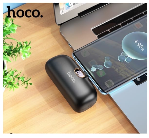 Hoco A5C Sailer Mini Pocket Type-C Capsule Power Bank (5000mAh) Black