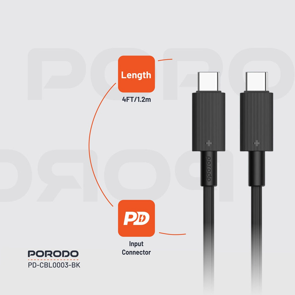 Porodo USB-C to USB-C Durable Charging Cable