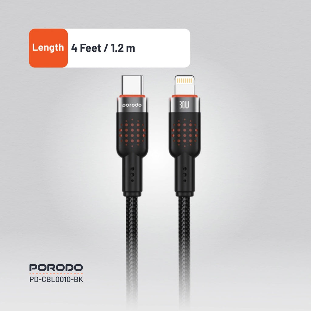 Porodo USB-C to Lightning Aluminum Braided Cable