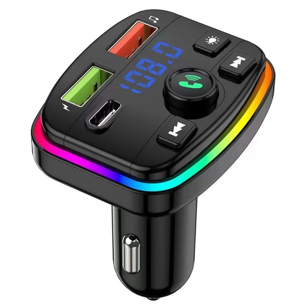 Wireless FM Transmitter and Car Charger With RGB Light (ALS-A912)