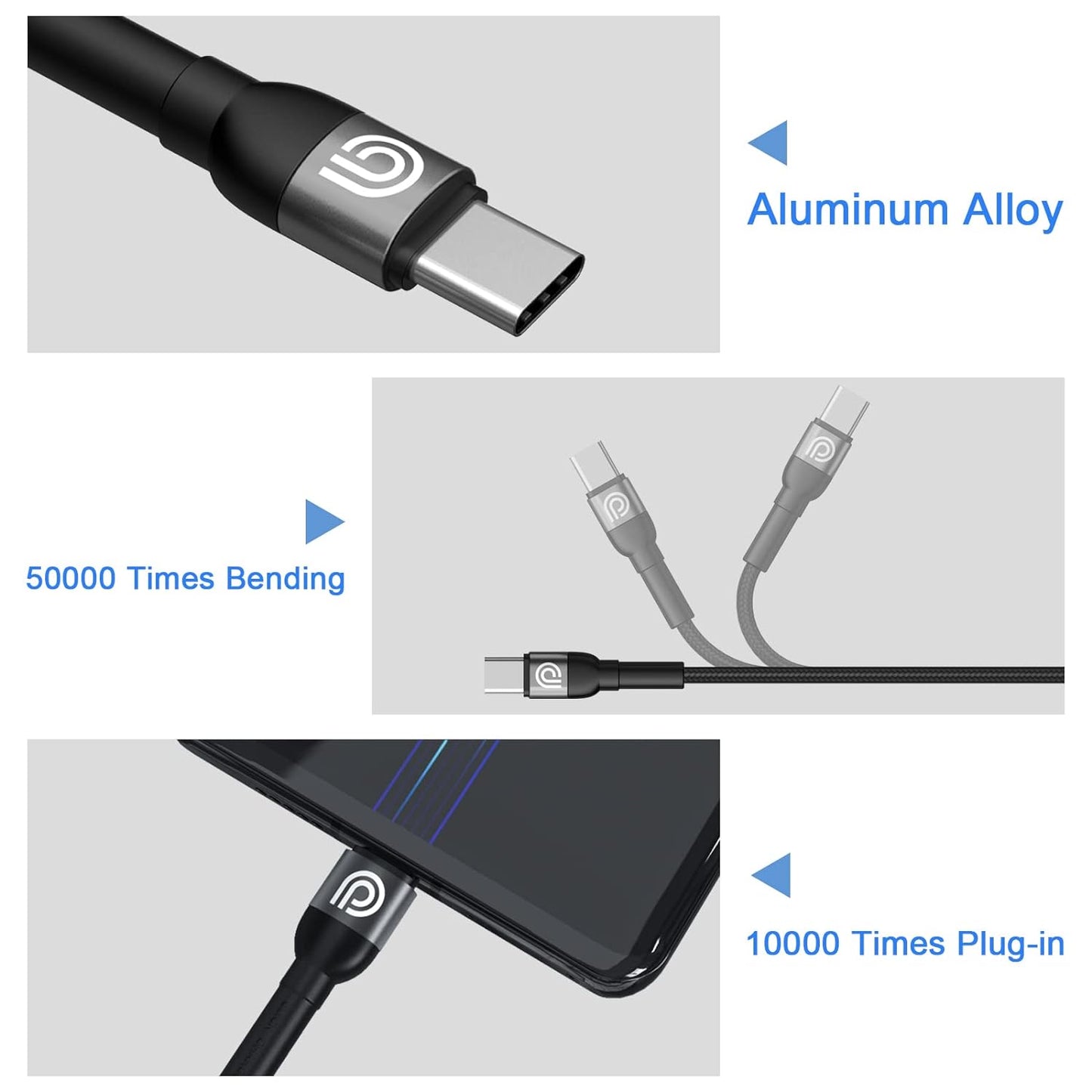 Phone Planet PJ-AC-005 Aluminum Alloy USB-A to Type-C Braided Cable