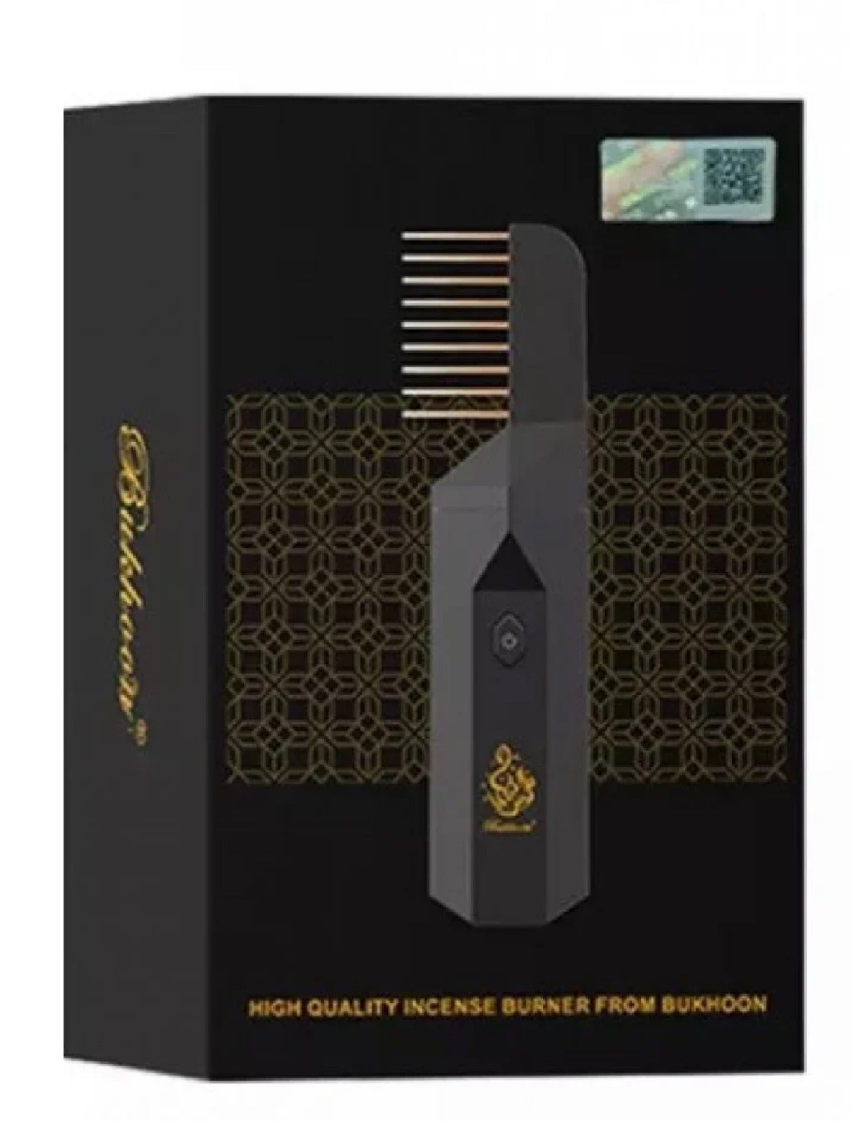 Bukhoor Burner 2-in-1 Hair Comb Design Black Box