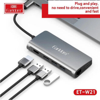 Earldom ET-W21 8 in1 USB HUB to Type-C