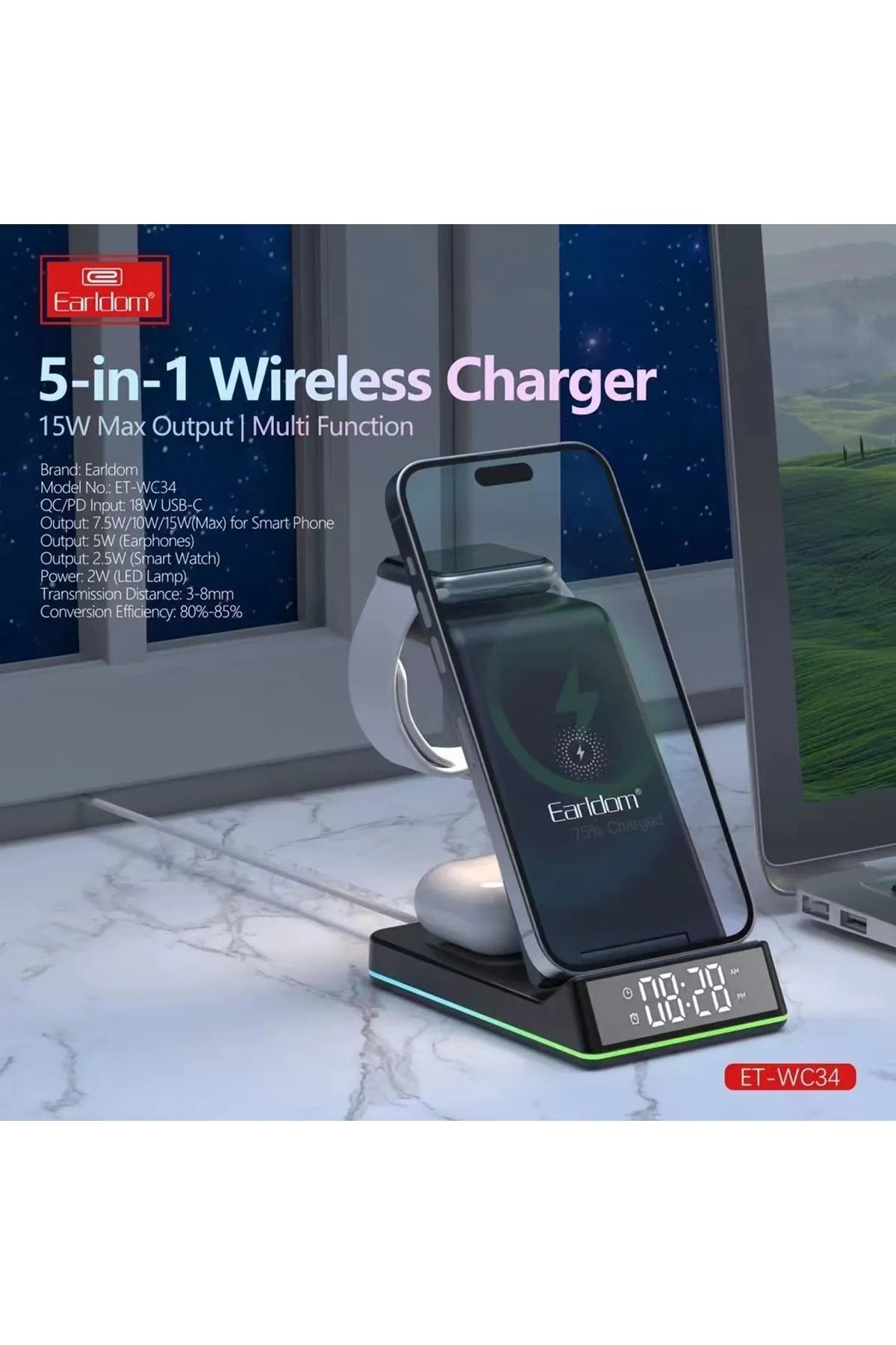 Earldom 5-in-1 15W Wireless Charger WC34