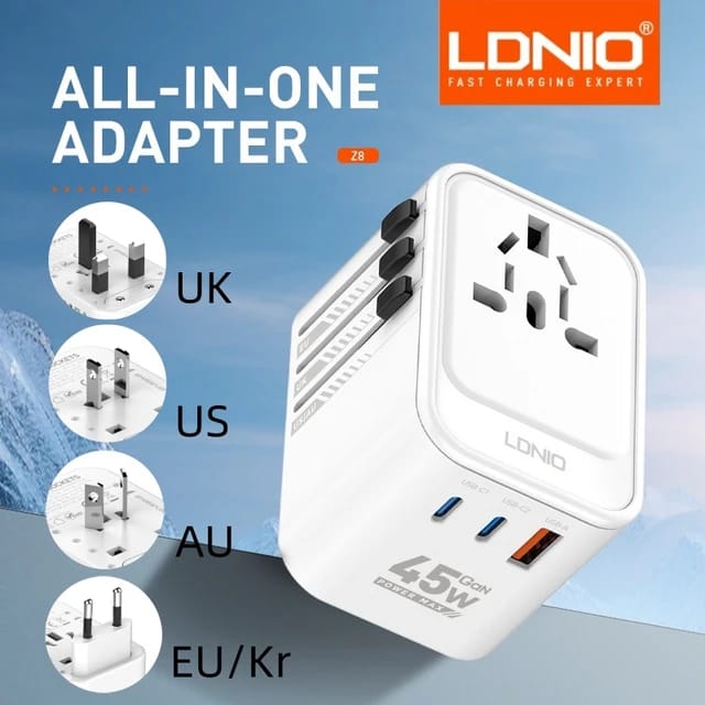 LDNIO Universal 45W GaN Fast Charger Travel Adapter Z8