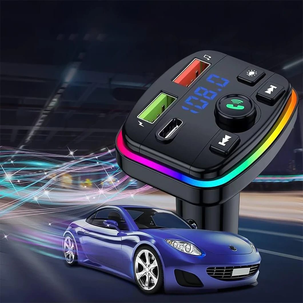 Wireless FM Transmitter and Car Charger With RGB Light (ALS-A912)