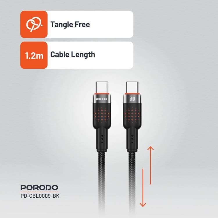 Porodo USB-C to USB-C Aluminum Braided Cable