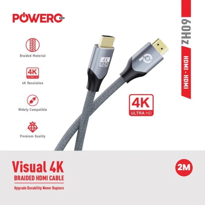 PowerO+ Visual 4K Braided HDMI Cable 2 Meter