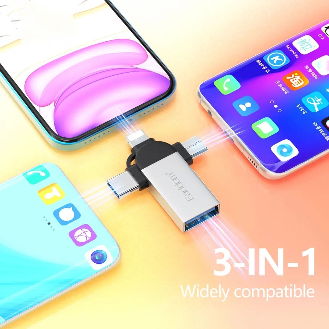 Earldom OTG+USB to iPhone/Micro/Type-C Adapter OT93