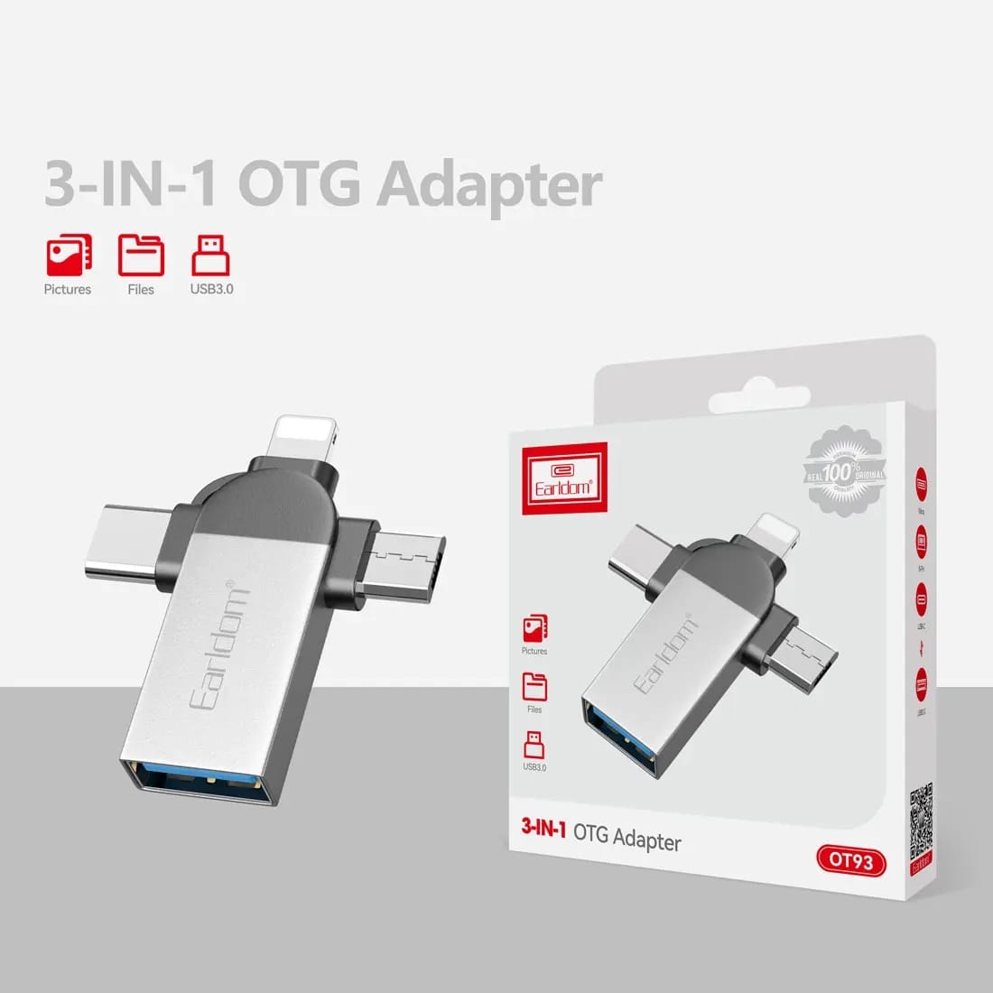 Earldom OTG+USB to iPhone/Micro/Type-C Adapter OT93