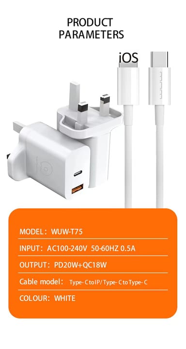 WUW HOME CHARGER T75 With TC -TC cable