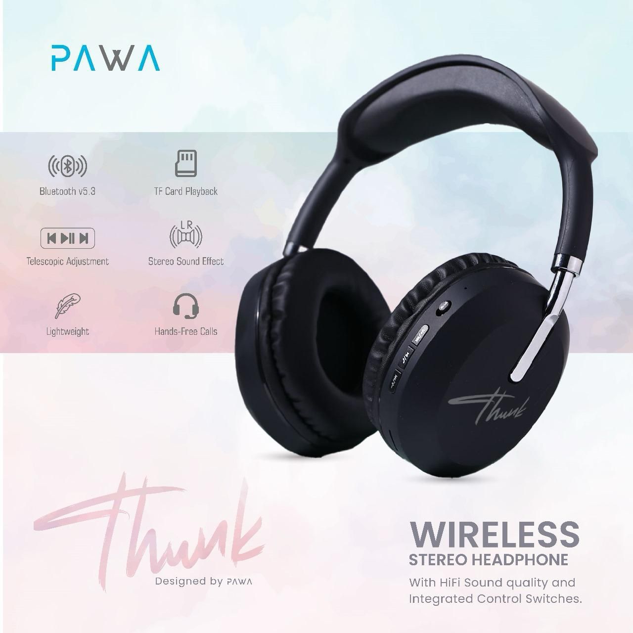 Pawa Thunk Overear Wireless Stereo Headphone HiFi Sound Quality