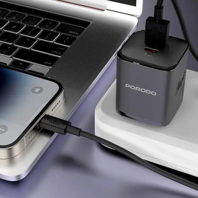 Porodo Dual port  Charger with Type-C to C Cable