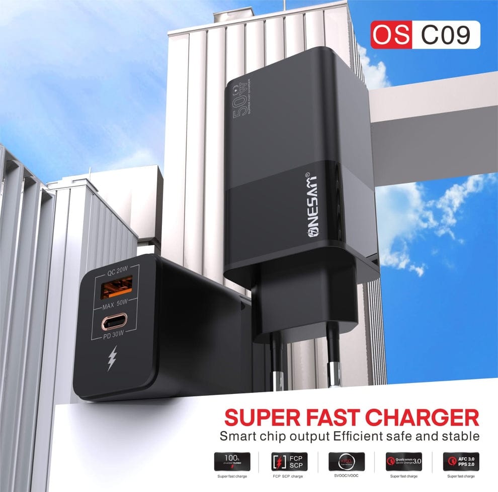 ONESAM 30W Type-C & 20W USB-A Dual Port Super Fast Charger OS-C09