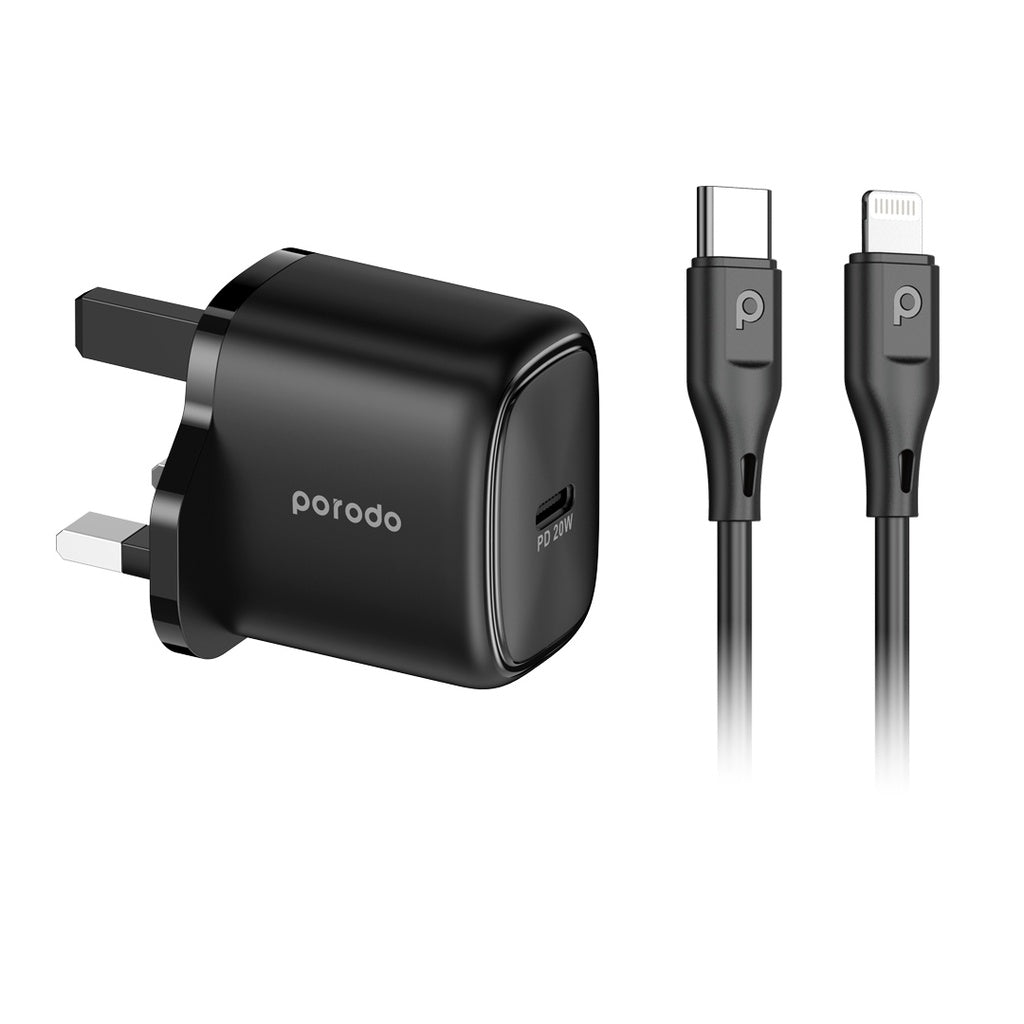 Porodo 20W Single USB C Charger With Type C to L Cable 1.2M